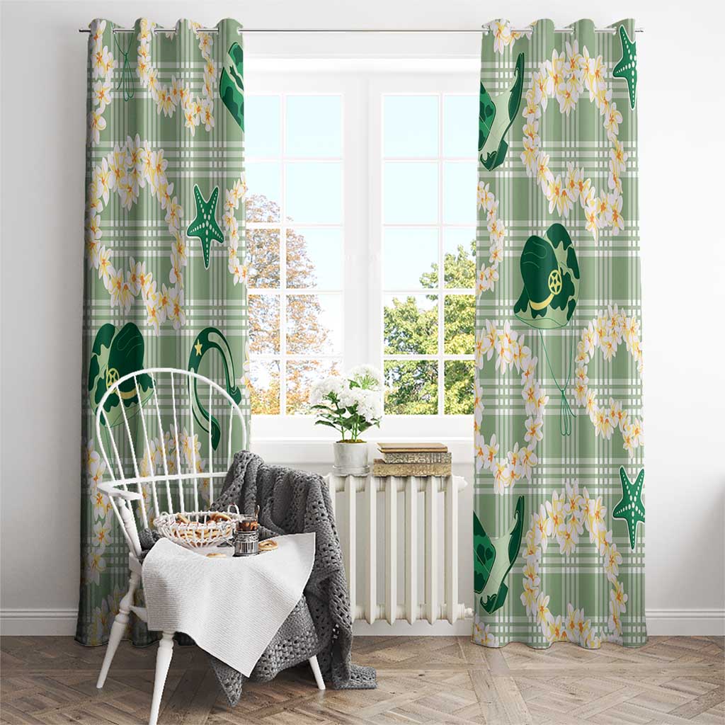 Aloha Hawaii Paniolo Mint Palaka Window Curtain Coastal Rodeo - Polynesian Pride