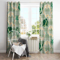 Aloha Hawaii Paniolo Mint Palaka Window Curtain Coastal Rodeo - Polynesian Pride