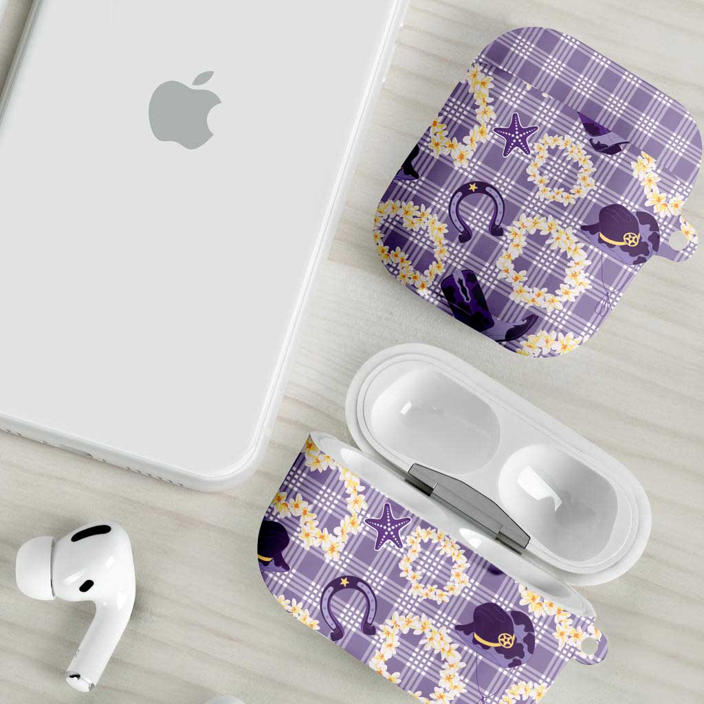 Aloha Hawaii Paniolo Lavender Palaka AirPods Case Coastal Rodeo LT7 - Polynesian Pride