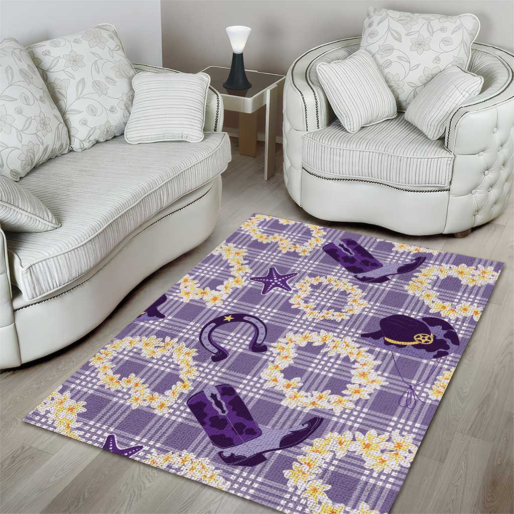 Aloha Hawaii Paniolo Lavender Palaka Area Rug Coastal Rodeo - Polynesian Pride