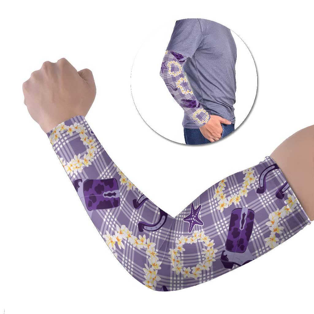 Aloha Hawaii Paniolo Lavender Palaka Arm Sleeves Coastal Rodeo - Polynesian Pride