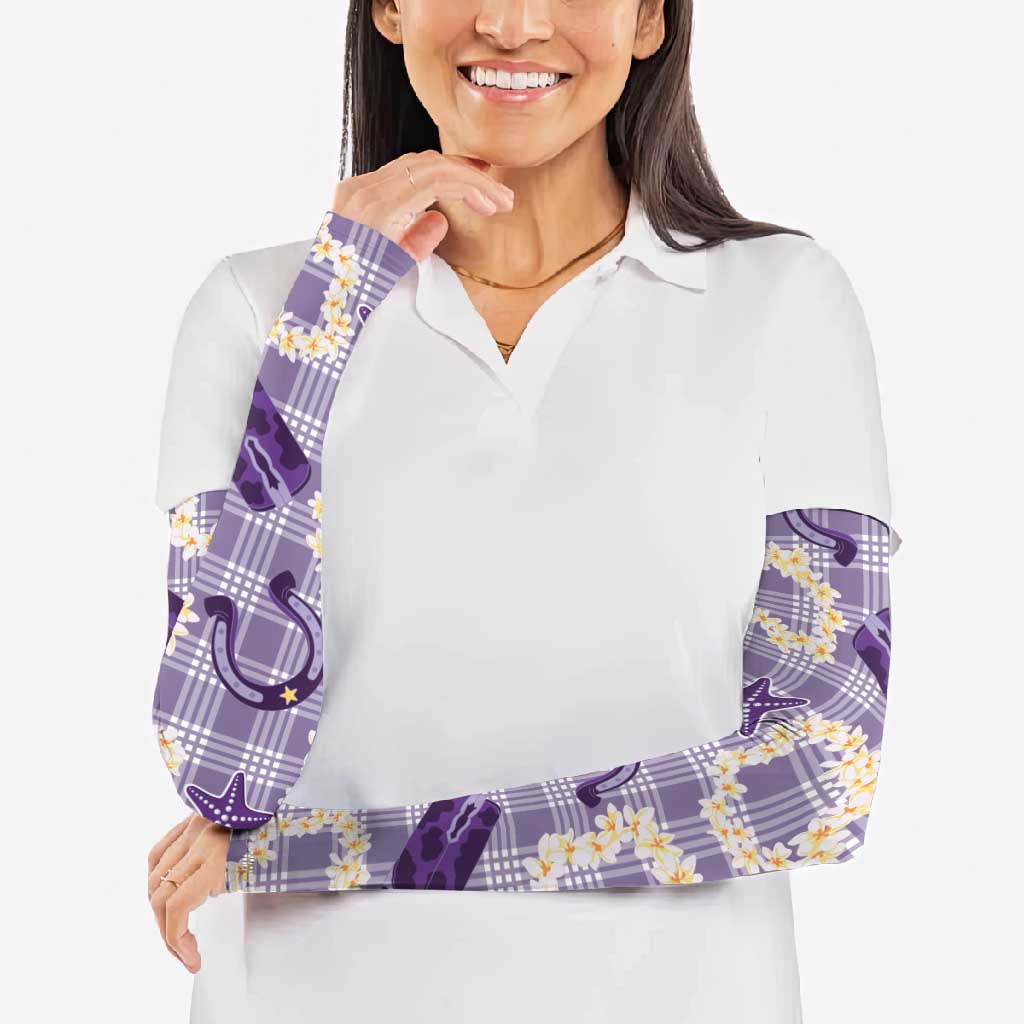 Aloha Hawaii Paniolo Lavender Palaka Arm Sleeves Coastal Rodeo - Polynesian Pride