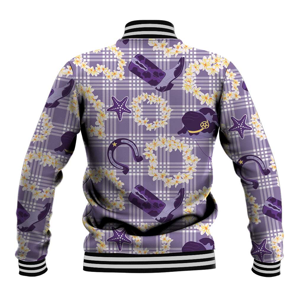 Aloha Hawaii Paniolo Lavender Palaka Baseball Jacket Coastal Rodeo LT7 - Polynesian Pride
