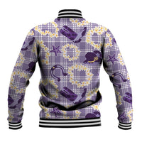 Aloha Hawaii Paniolo Lavender Palaka Baseball Jacket Coastal Rodeo LT7 - Polynesian Pride