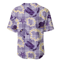 Aloha Hawaii Paniolo Lavender Palaka Baseball Jersey Coastal Rodeo - Polynesian Pride