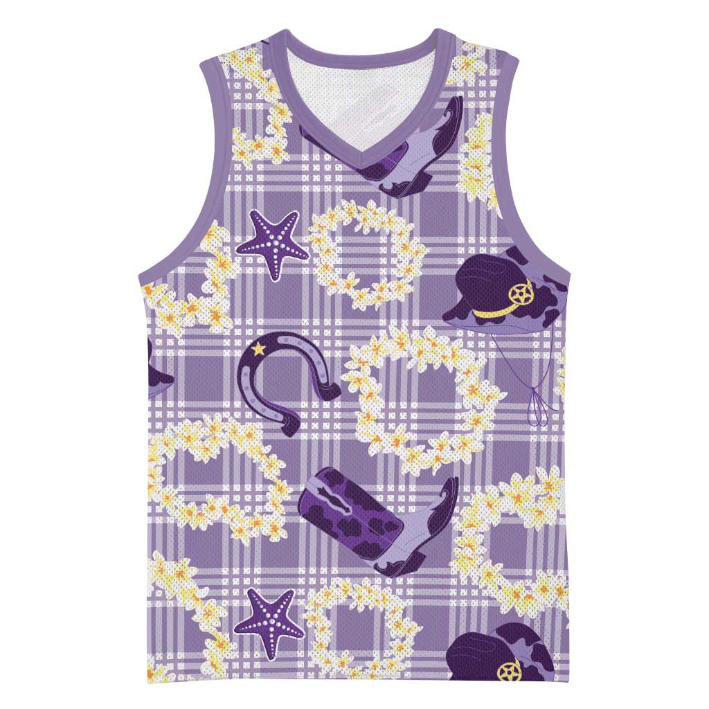 Aloha Hawaii Paniolo Lavender Palaka Basketball Jersey Coastal Rodeo LT7 Unisex Lavender - Polynesian Pride