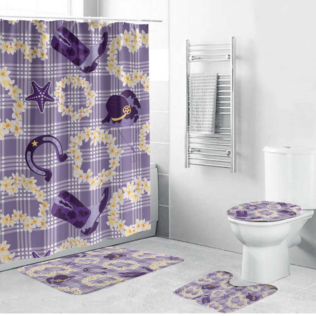 Aloha Hawaii Paniolo Lavender Palaka Bathroom Set Coastal Rodeo - Polynesian Pride