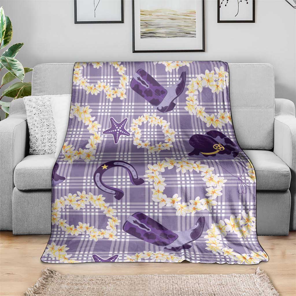 Aloha Hawaii Paniolo Lavender Palaka Blanket Coastal Rodeo - Polynesian Pride