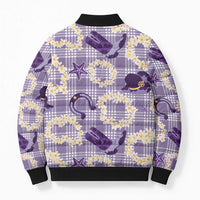 Aloha Hawaii Paniolo Lavender Palaka Bomber Puffer Jacket Coastal Rodeo LT7 - Polynesian Pride