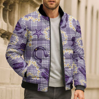Aloha Hawaii Paniolo Lavender Palaka Bomber Puffer Jacket Coastal Rodeo LT7 - Polynesian Pride