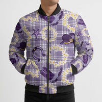 Aloha Hawaii Paniolo Lavender Palaka Bomber Puffer Jacket Coastal Rodeo LT7 - Polynesian Pride