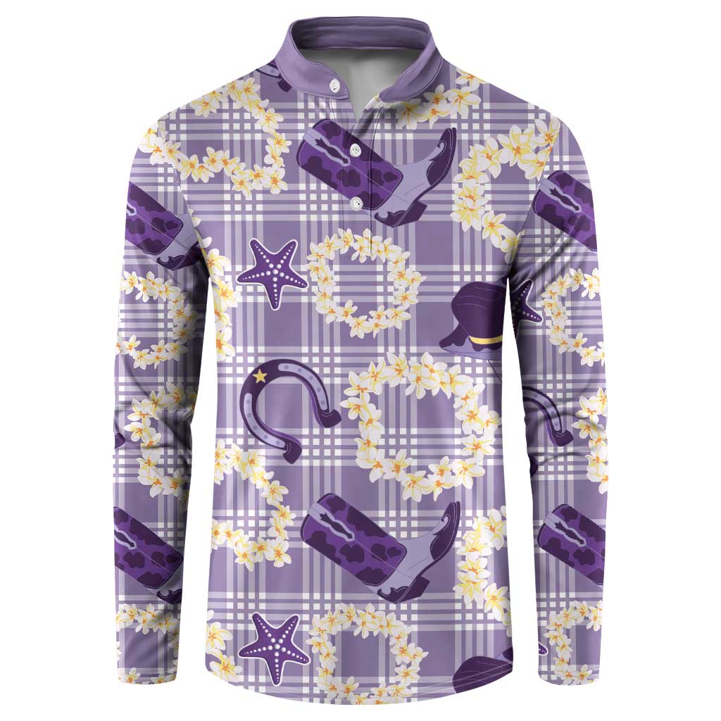 Aloha Hawaii Paniolo Lavender Palaka Button Sweatshirt Coastal Rodeo LT7 Lavender - Polynesian Pride