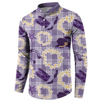 Aloha Hawaii Paniolo Lavender Palaka Button Sweatshirt Coastal Rodeo LT7 - Polynesian Pride