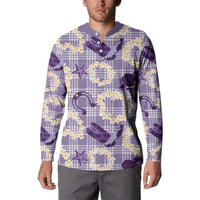 Aloha Hawaii Paniolo Lavender Palaka Button Sweatshirt Coastal Rodeo LT7 - Polynesian Pride