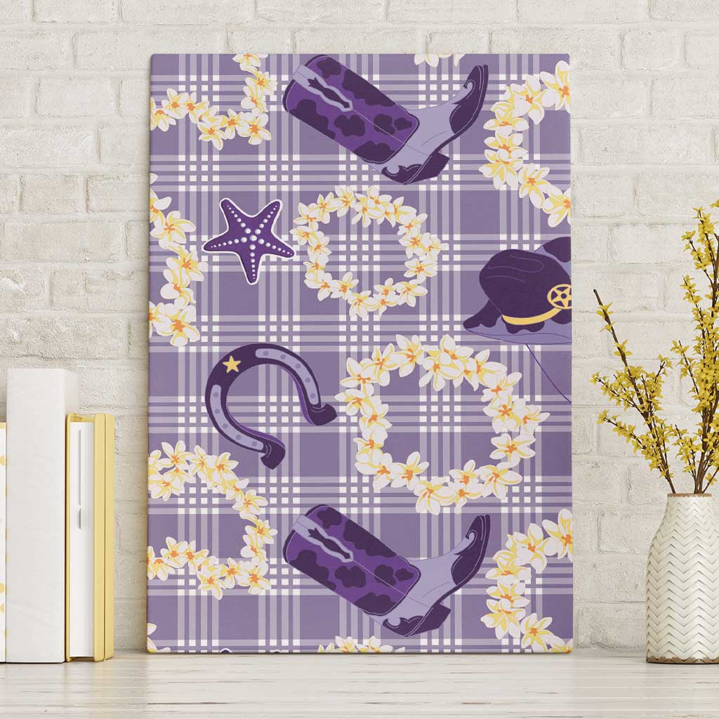 Aloha Hawaii Paniolo Lavender Palaka Canvas Wall Art Coastal Rodeo LT7 Without Frame Lavender - Polynesian Pride