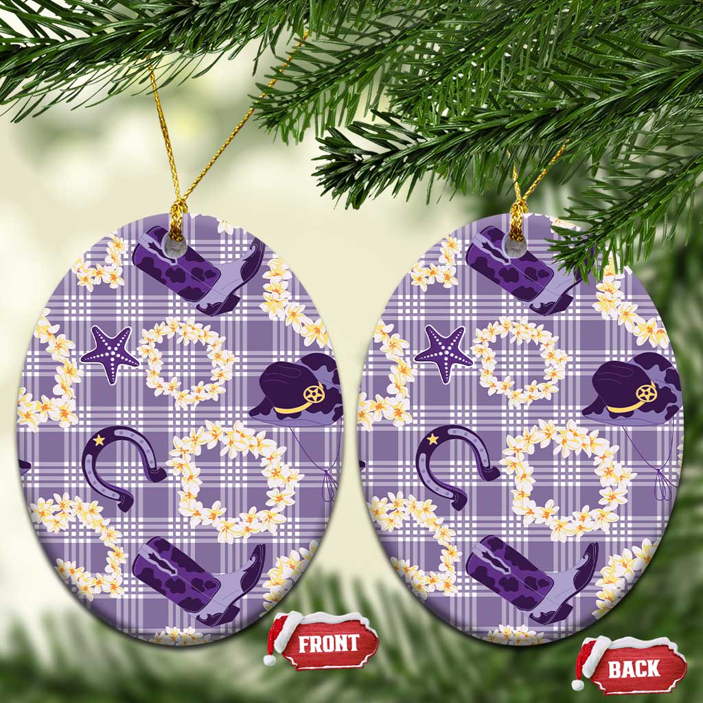 Aloha Hawaii Paniolo Lavender Palaka Ceramic Ornament Coastal Rodeo - Polynesian Pride