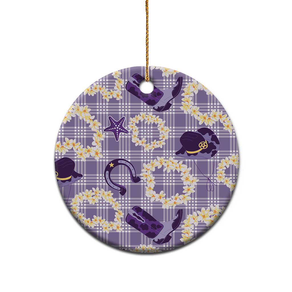 Aloha Hawaii Paniolo Lavender Palaka Ceramic Ornament Coastal Rodeo - Polynesian Pride