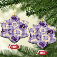 Aloha Hawaii Paniolo Lavender Palaka Ceramic Ornament Coastal Rodeo - Polynesian Pride