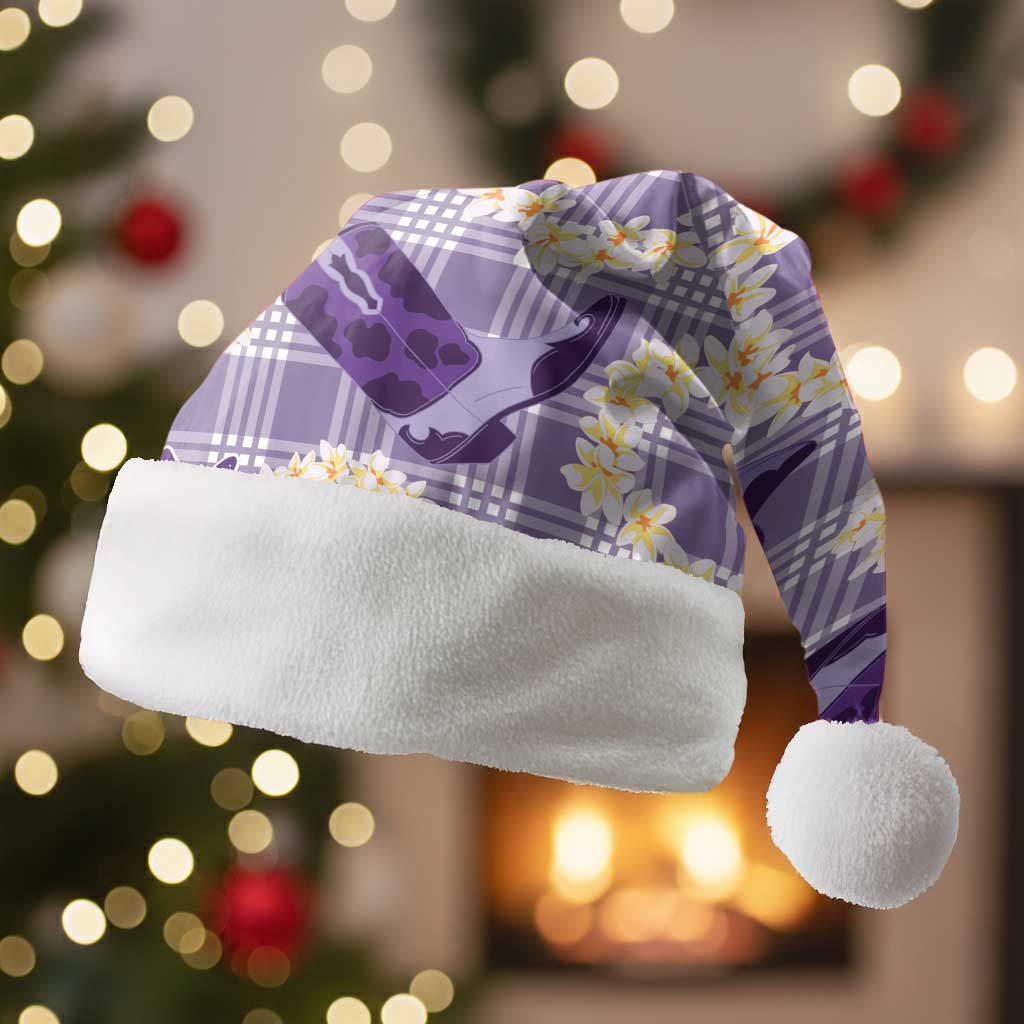 Aloha Hawaii Paniolo Lavender Palaka Christmas Santa Hat Coastal Rodeo - Polynesian Pride