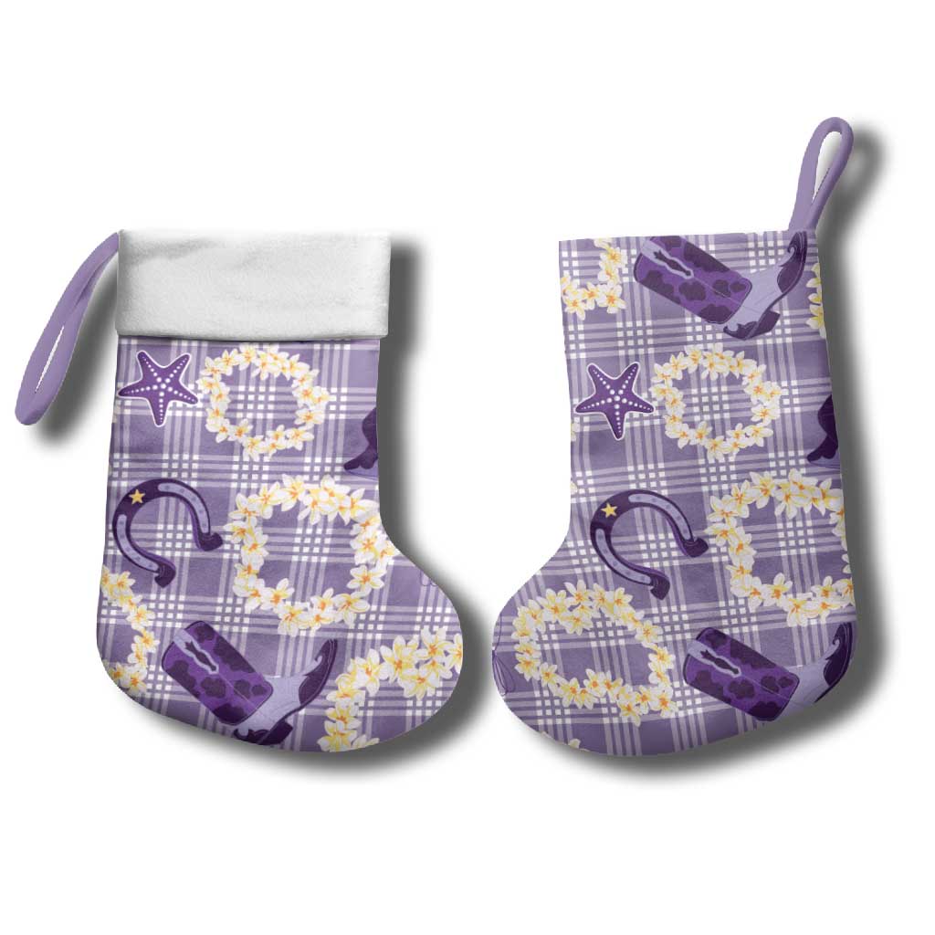 Aloha Hawaii Paniolo Lavender Palaka Christmas Stocking Coastal Rodeo - Polynesian Pride