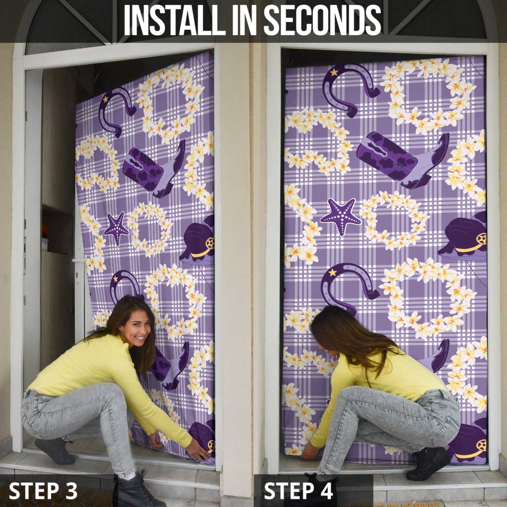 Aloha Hawaii Paniolo Lavender Palaka Door Cover Coastal Rodeo - Polynesian Pride