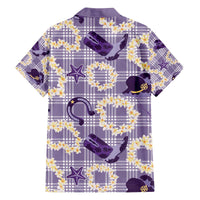 Aloha Hawaii Paniolo Lavender Palaka Family Matching Off The Shoulder Long Sleeve Dress and Hawaiian Shirt Coastal Rodeo - Polynesian Pride
