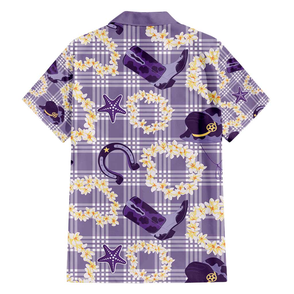 Aloha Hawaii Paniolo Lavender Palaka Family Matching Off Shoulder Maxi Dress and Hawaiian Shirt Coastal Rodeo - Polynesian Pride