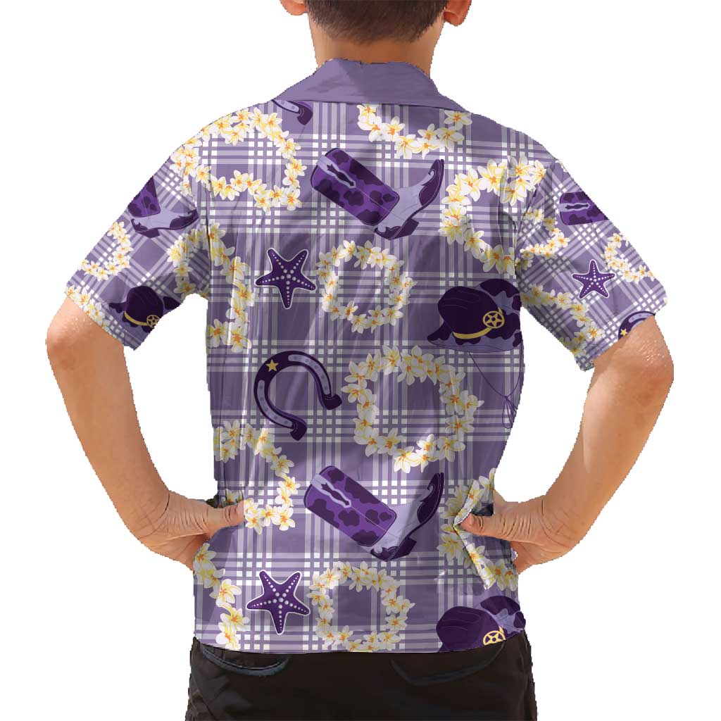 Aloha Hawaii Paniolo Lavender Palaka Family Matching Puletasi and Hawaiian Shirt Coastal Rodeo LT7 - Polynesian Pride