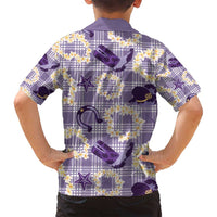 Aloha Hawaii Paniolo Lavender Palaka Family Matching Puletasi and Hawaiian Shirt Coastal Rodeo LT7 - Polynesian Pride