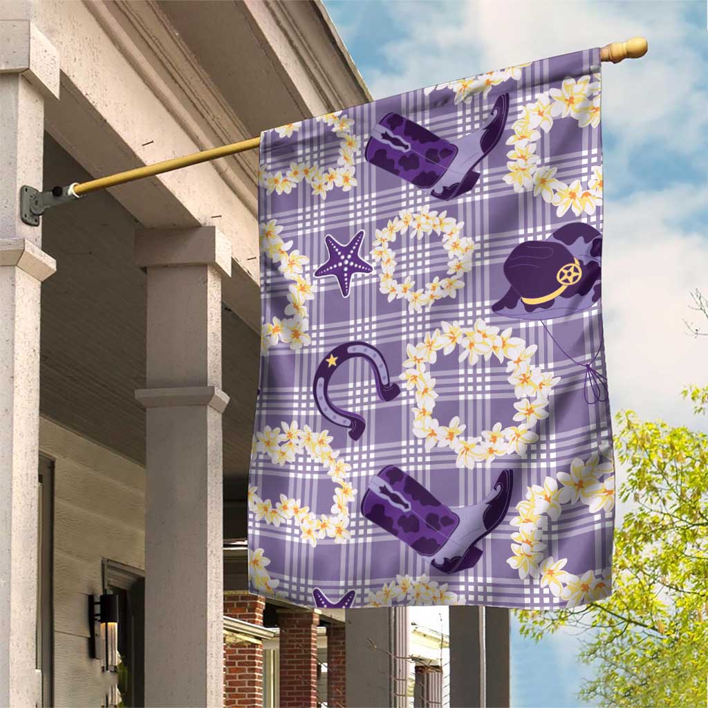 Aloha Hawaii Paniolo Lavender Palaka Garden Flag Coastal Rodeo - Polynesian Pride