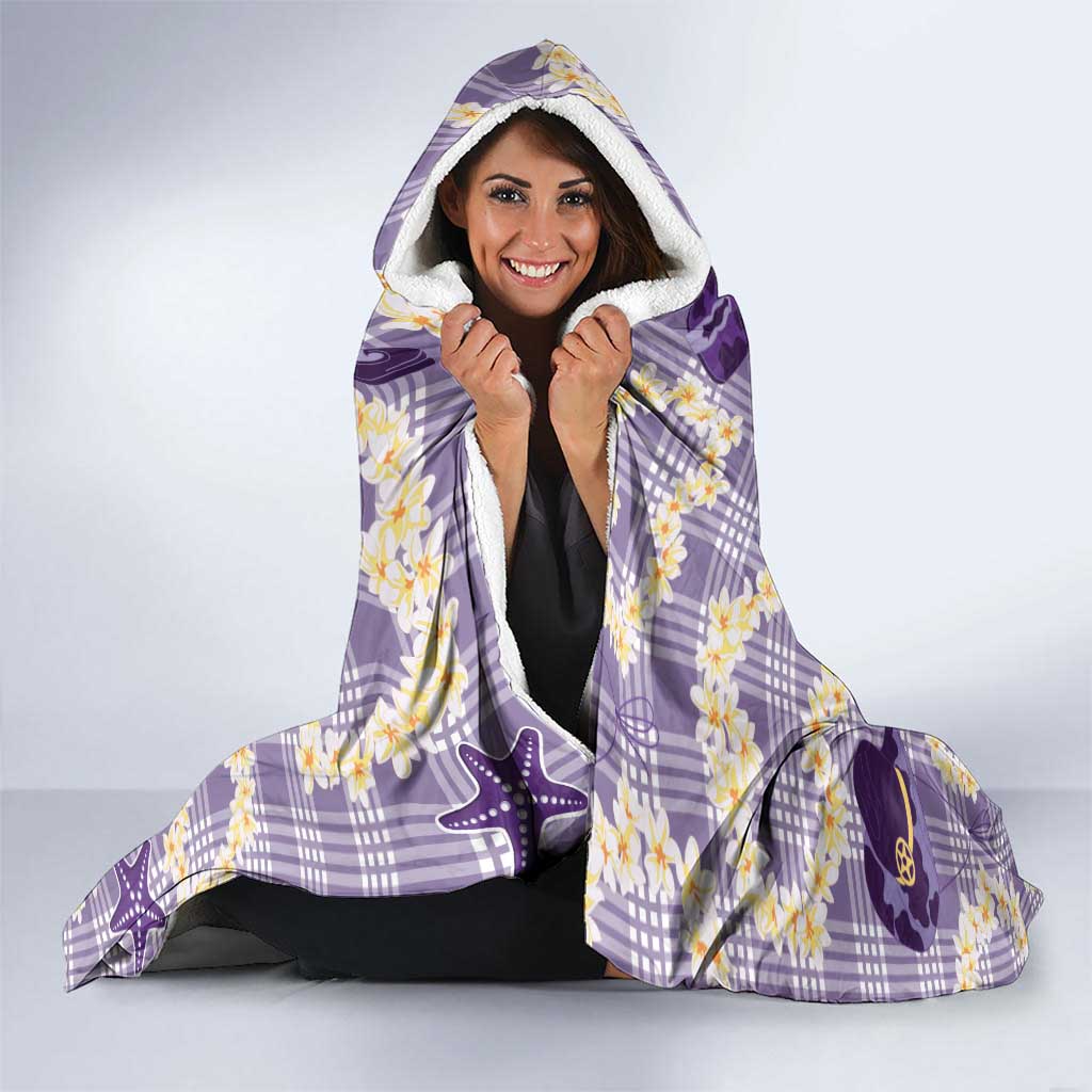 Aloha Hawaii Paniolo Lavender Palaka Hooded Blanket Coastal Rodeo - Polynesian Pride