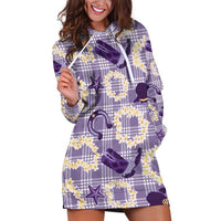 Aloha Hawaii Paniolo Lavender Palaka Hoodie Dress Coastal Rodeo - Polynesian Pride