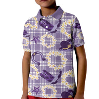 Aloha Hawaii Paniolo Lavender Palaka Kid Polo Shirt Coastal Rodeo - Polynesian Pride