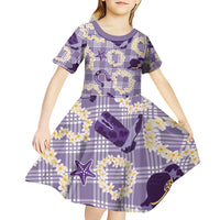 Aloha Hawaii Paniolo Lavender Palaka Kid Short Sleeve Dress Coastal Rodeo - Polynesian Pride