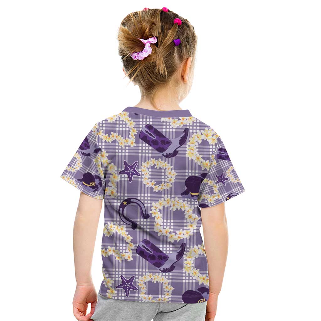 Aloha Hawaii Paniolo Lavender Palaka Kid T Shirt Coastal Rodeo - Polynesian Pride