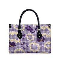 Aloha Hawaii Paniolo Lavender Palaka Leather Bag Coastal Rodeo - Polynesian Pride