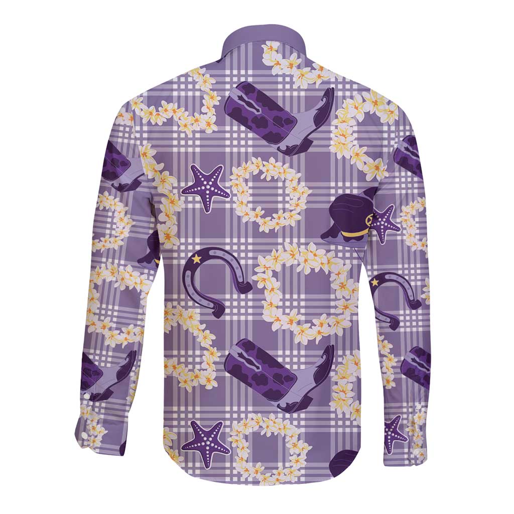Aloha Hawaii Paniolo Lavender Palaka Long Sleeve Button Shirt Coastal Rodeo LT7 - Polynesian Pride