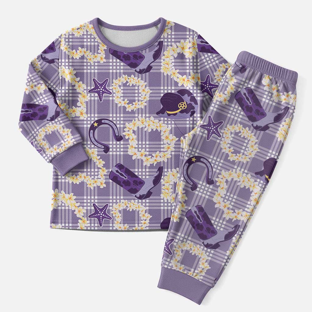 Aloha Hawaii Paniolo Lavender Palaka Christmas Pajama Set Coastal Rodeo LT7 Men Lavender - Polynesian Pride