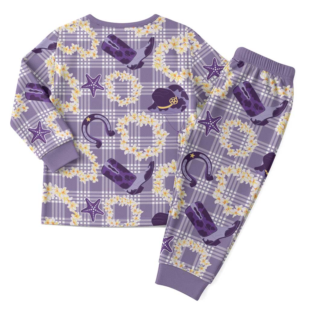 Aloha Hawaii Paniolo Lavender Palaka Christmas Pajama Set Coastal Rodeo LT7 - Polynesian Pride
