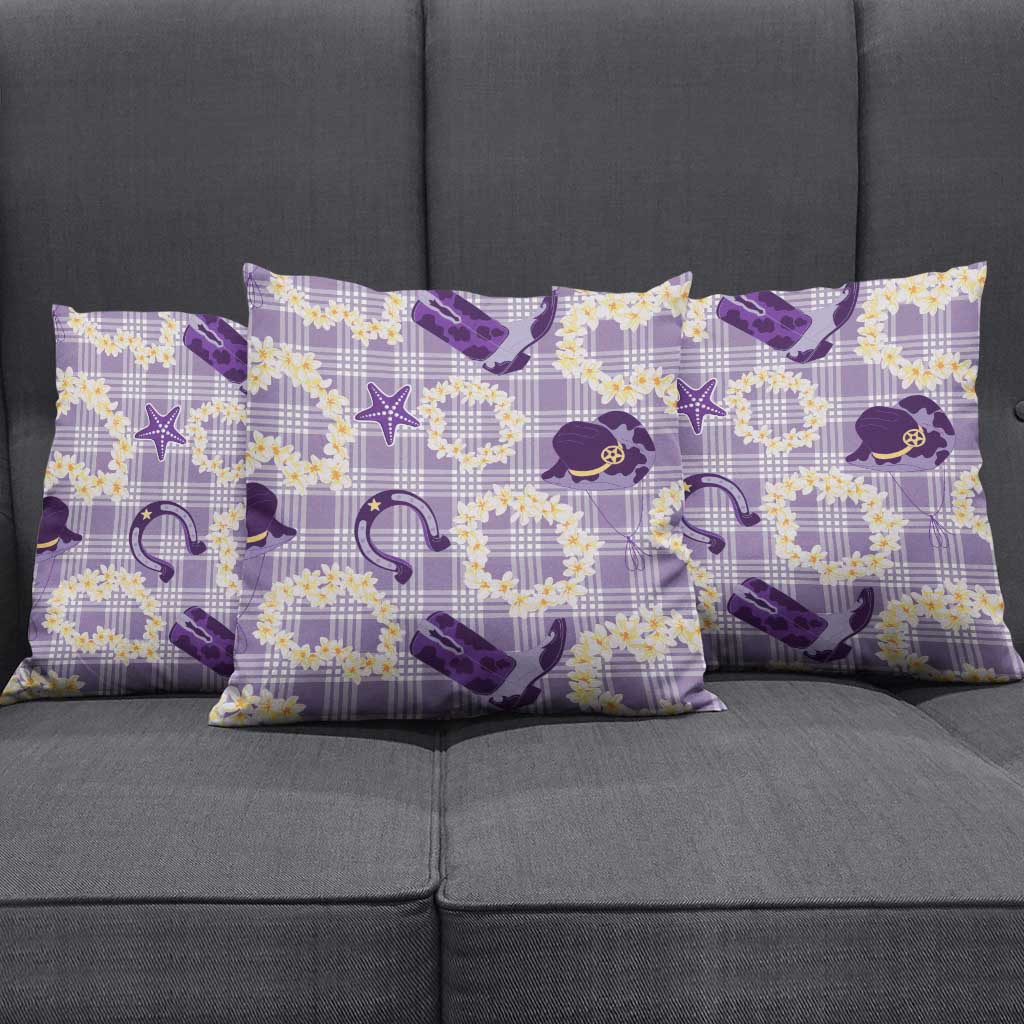Aloha Hawaii Paniolo Lavender Palaka Pillow Cover Coastal Rodeo - Polynesian Pride
