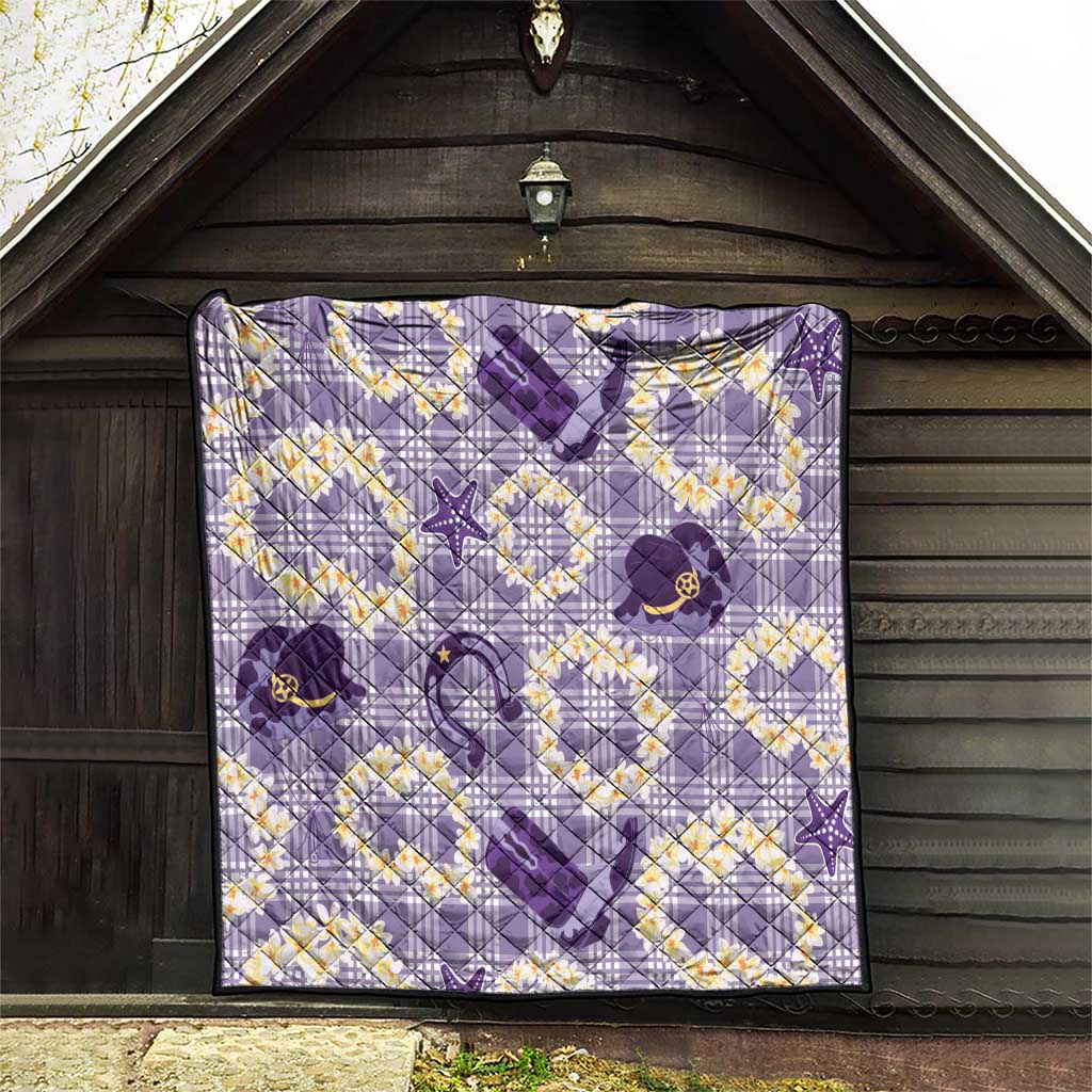 Aloha Hawaii Paniolo Lavender Palaka Quilt Coastal Rodeo - Polynesian Pride