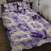 Aloha Hawaii Paniolo Lavender Palaka Quilt Bed Set Coastal Rodeo - Polynesian Pride