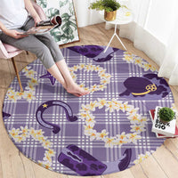 Aloha Hawaii Paniolo Lavender Palaka Round Carpet Coastal Rodeo - Polynesian Pride