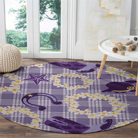 Aloha Hawaii Paniolo Lavender Palaka Round Carpet Coastal Rodeo - Polynesian Pride