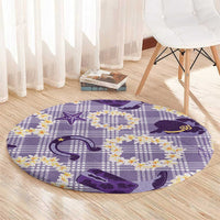 Aloha Hawaii Paniolo Lavender Palaka Round Carpet Coastal Rodeo - Polynesian Pride