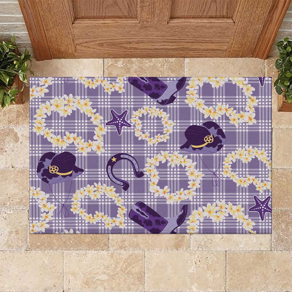 Aloha Hawaii Paniolo Lavender Palaka Rubber Doormat Coastal Rodeo LT7 Lavender - Polynesian Pride