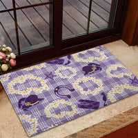 Aloha Hawaii Paniolo Lavender Palaka Rubber Doormat Coastal Rodeo LT7 - Polynesian Pride