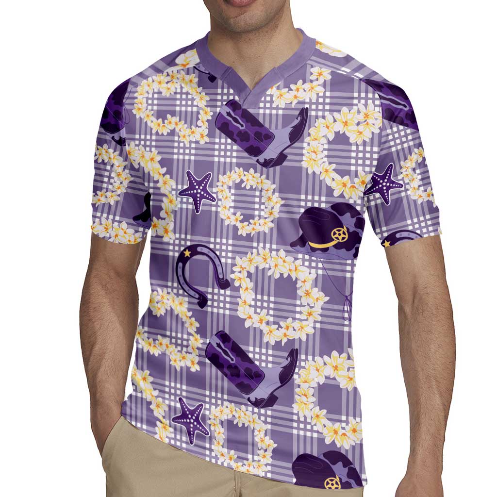 Aloha Hawaii Paniolo Lavender Palaka Rugby Jersey Coastal Rodeo - Polynesian Pride