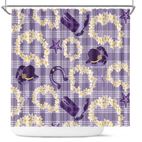 Aloha Hawaii Paniolo Lavender Palaka Shower Curtain Coastal Rodeo - Polynesian Pride