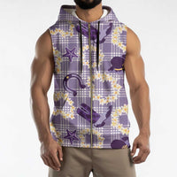 Aloha Hawaii Paniolo Lavender Palaka Sleeveless Zip Hoodie Coastal Rodeo - Polynesian Pride